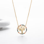 S925 Sterling Silver Colored Zircon Tree of Life Necklace
