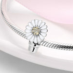 S925 Sterling Silver Creative White Sunflower Potted Beaded Zircon Pendant