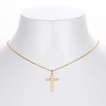 S925 Sterling Silver Simple Polished Cross Necklace
