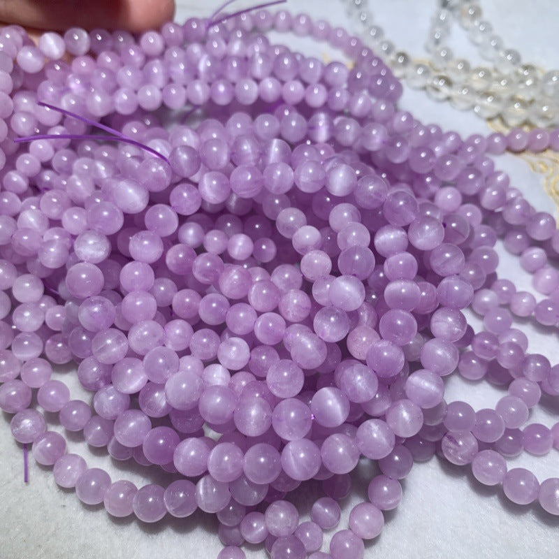 Natural Multi-Strand Dark Kunzite Crystal Bracelet with Cat's-Eye Effect