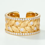 S925 Sterling Silver Gold-Plated Wheat Ear Zircon Ring
