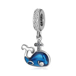 S925 Sterling Silver Whale Zircon Inlaid Pendant