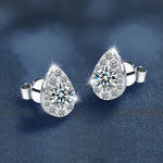 925 Sterling Silver Teardrop Moissanite Stud Earrings