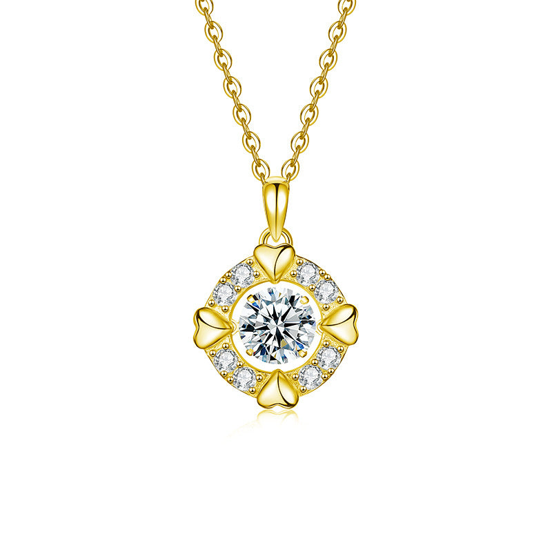 S925 Sterling Silver Moissanite Simple Heart Necklace