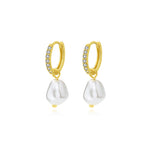 925 Sterling Silver Pearl and Zircon Earrings
