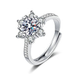 S925 Sterling Silver Snowflake Moissanite Ring