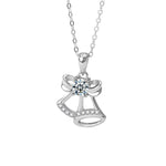 S925 Sterling Silver Moissanite Christmas Bell Pendant Necklace