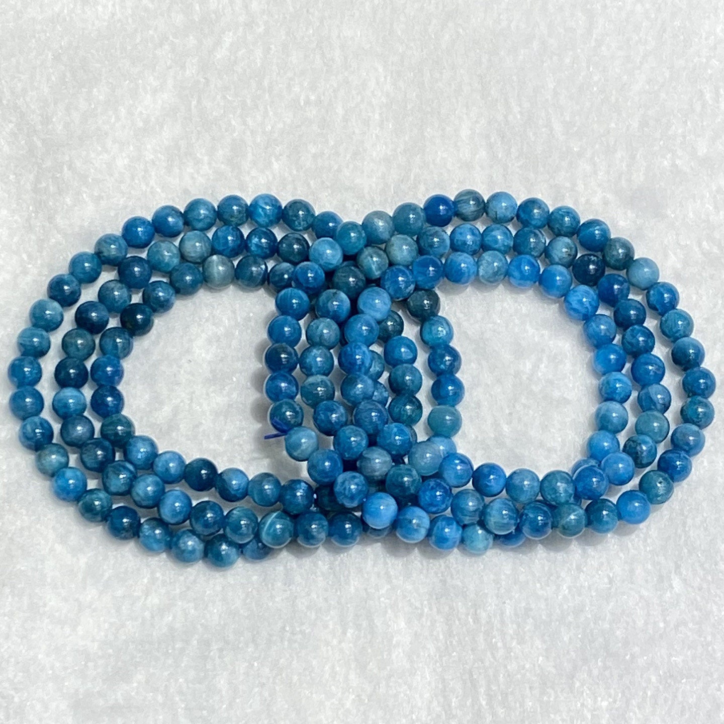 Natural Blue Apatite Three-Wrap Bracelet