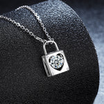 S925 Sterling Silver Moissanite Heart-Shape Lock Pendant Necklace