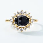 S925 Sterling Silver Gold-Plated Black Onyx Ring