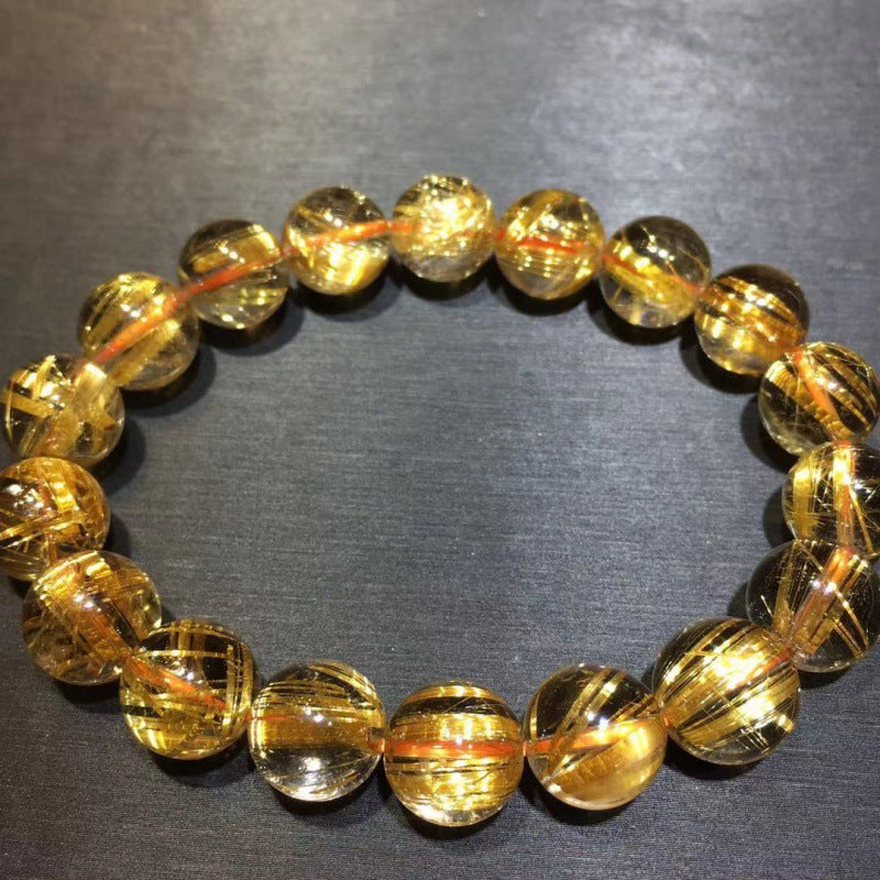 Natural Brazilian Golden Rutilated Quartz Bracelet