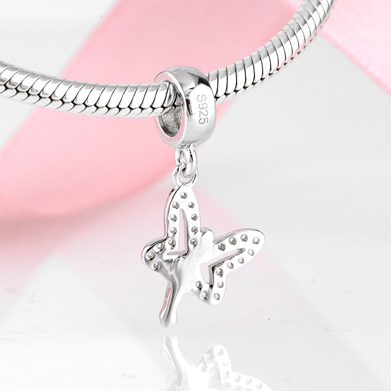 S925 Sterling Silver Butterfly Fairy Zircon Pendant
