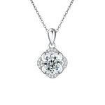 S925 Sterling Silver Moissanite Flower Stamen Four Leaf Clover Pendant Necklace