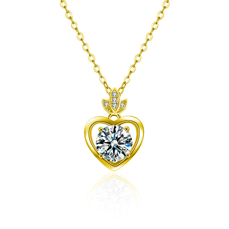 S925 Sterling Silver Moissanite Four-Claw Pendant Necklace
