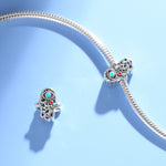 S925 Sterling Silver Fatima Bracelet Beads Colorful Zircon Pendant