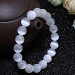 Natural Moroccan Selenite and Cat's Eye Bracelet