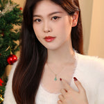 925 Sterling Silver Colorful Zircon Christmas Tree Necklace and Earring Set