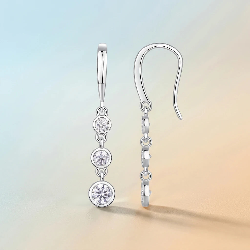 S925 Silver Moissanite Hook Earrings