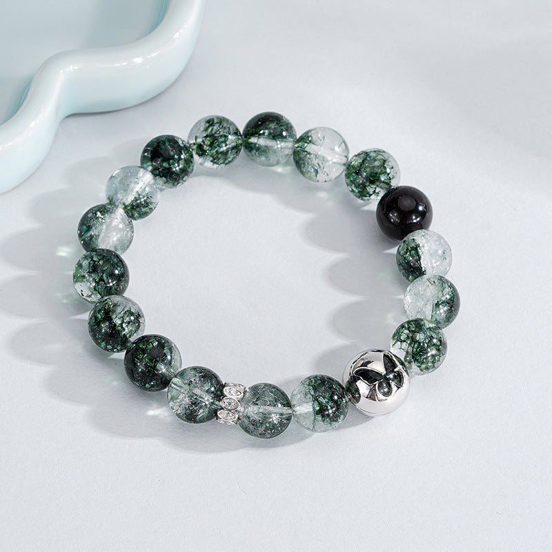 S925 Sterling Silver Green Phantom Crystal Luxury Delicate Butterfly Bracelet