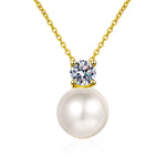 S925 Sterling Silver Moissanite Pearl Necklace