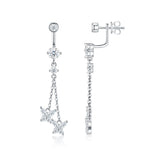 S925 Silver Long Moissanite Stud Earrings