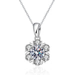 S925 Sterling Silver Moissanite Snowflake Pendant Necklace