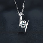 S925 Sterling Silver Moissanite Lightning Pendant Necklace