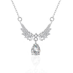 S925 Sterling Silver Angel Wings Moissanite Pendant Necklace