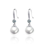 Pearl and Moissanite Dangle Earrings -925 Sterling Silver