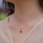 S925 Sterling Silver Gold-Plated Green Moss Pendant Necklace