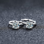 S925 Sterling Silver Moissanite Classic Four-Prong Stud Earrings