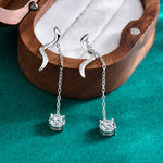 S925 Sterling Silver Moissanite Stud Earrings, High-End Long Tassel Earrings