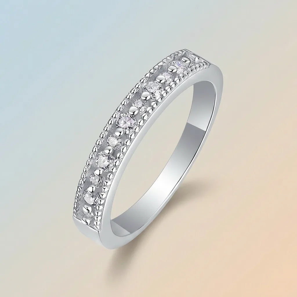 S925 Sterling Silver Moissanite Stackable Ring