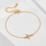 925 Sterling Silver Zircon Inlaid Cross Bracelet