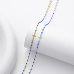 S925 Sterling Silver Cross Bracelet with Colorful Enamel Detail