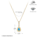 S925 Sterling Silver Teardrop-Shaped Opal Necklace with Zircon