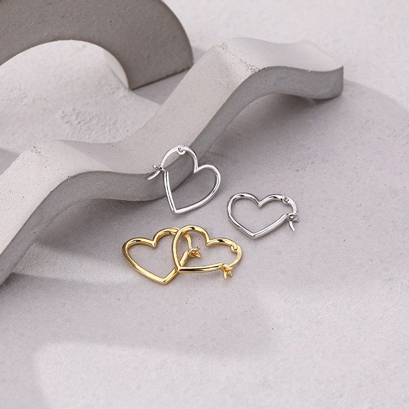 S925 Sterling Silver Heart Stud Earrings