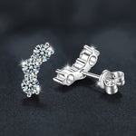 Stylish and elegant 925 sterling silver smiling moissanite stud earrings