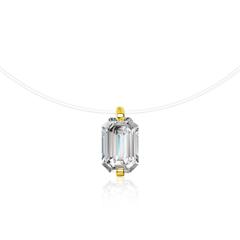S925 Sterling Silver Moissanite Rectangular Pendant Necklace
