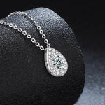S925 Sterling Silver Water Drop Pendant Moissanite Necklace