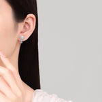 S925 sterling silver V-shaped pearl stud earrings set with D-color moissanite