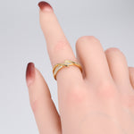 Minimalist style zircon-set open-style index finger ring, S925 sterling silver, intertwined design, understated luxury
