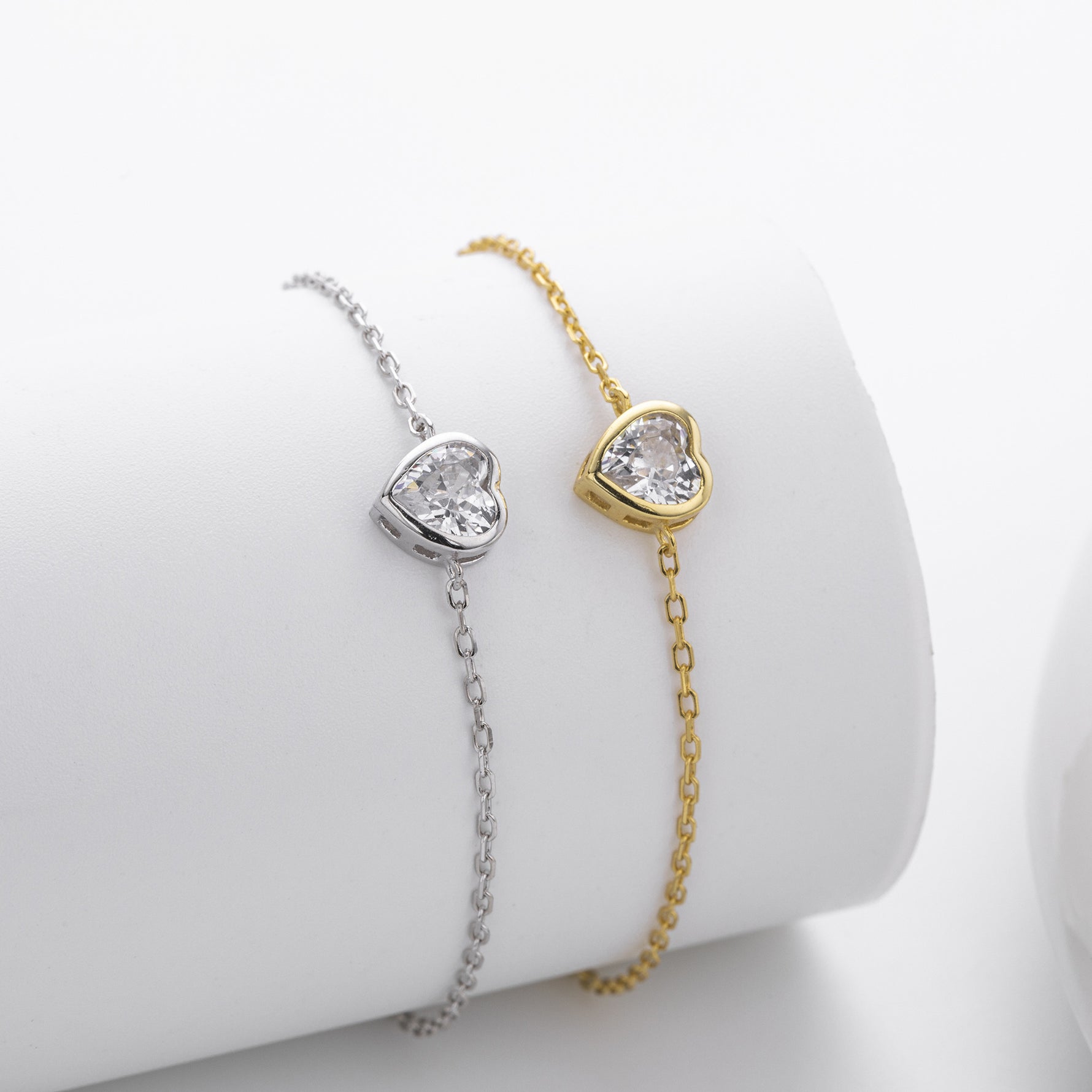 S925 Sterling Silver Zircon Heart Bracelet