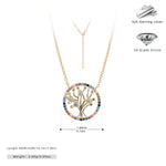 S925 Sterling Silver Colored Zircon Tree of Life Necklace