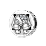 S925 Sterling Silver Inlaid Zirconium Cute Puppy Beaded Pendant