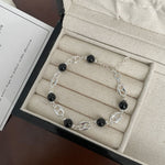 S925 Sterling Silver and Black Agate Bracelet