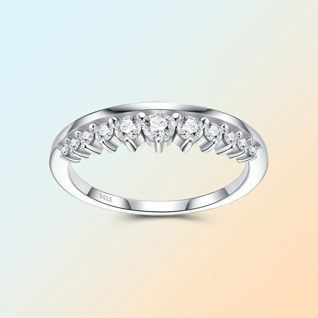 S925 Silver Crown Ring Fully Paved with Moissanite