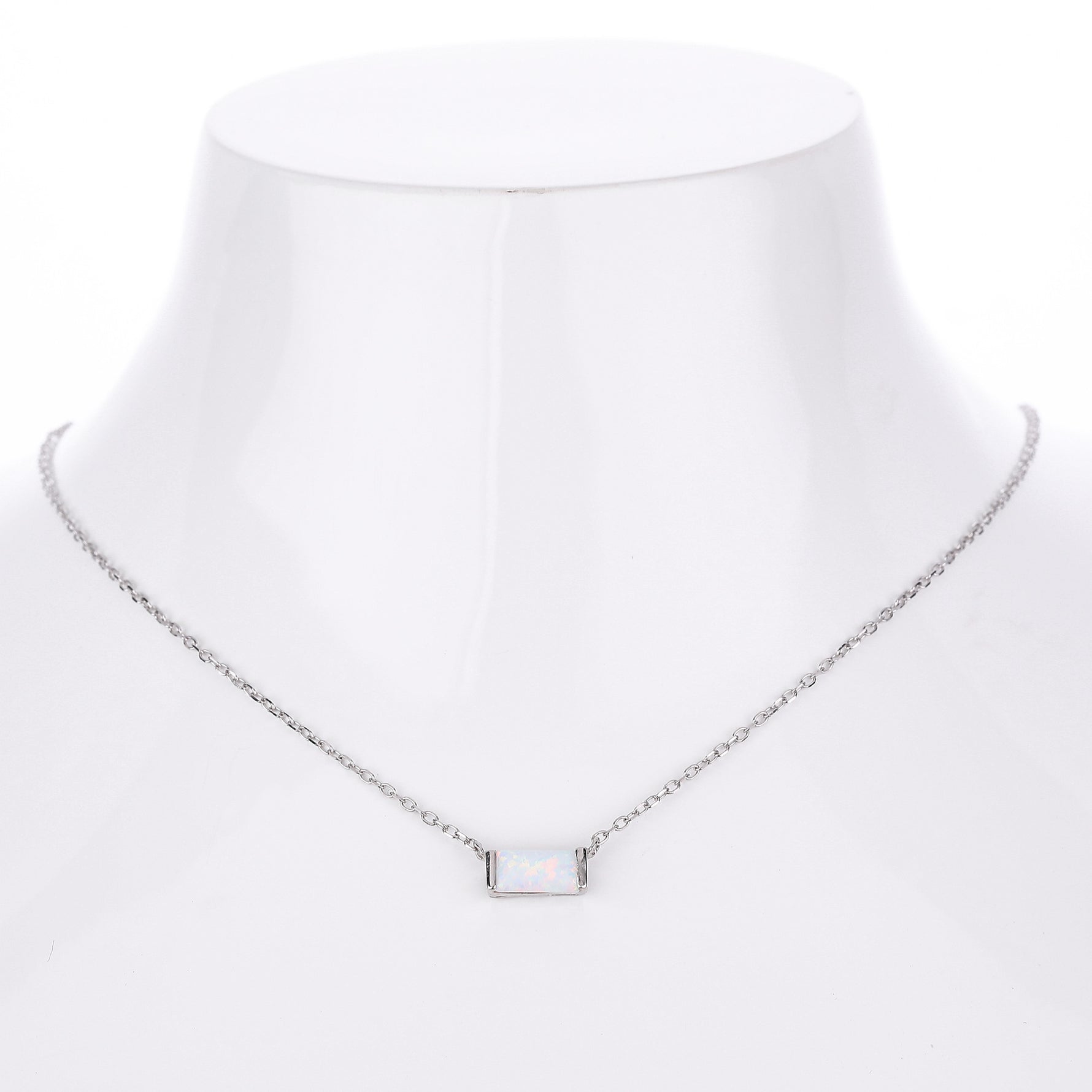 Rectangular colored zircon s925 sterling silver December birthstone collar necklace