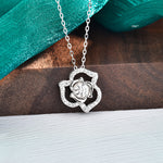 S925 Sterling Silver Moissanite Rose Heart Necklace