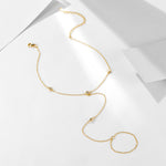 S925 Sterling Silver Simple Gold round Beads Zircon Toe Anklet